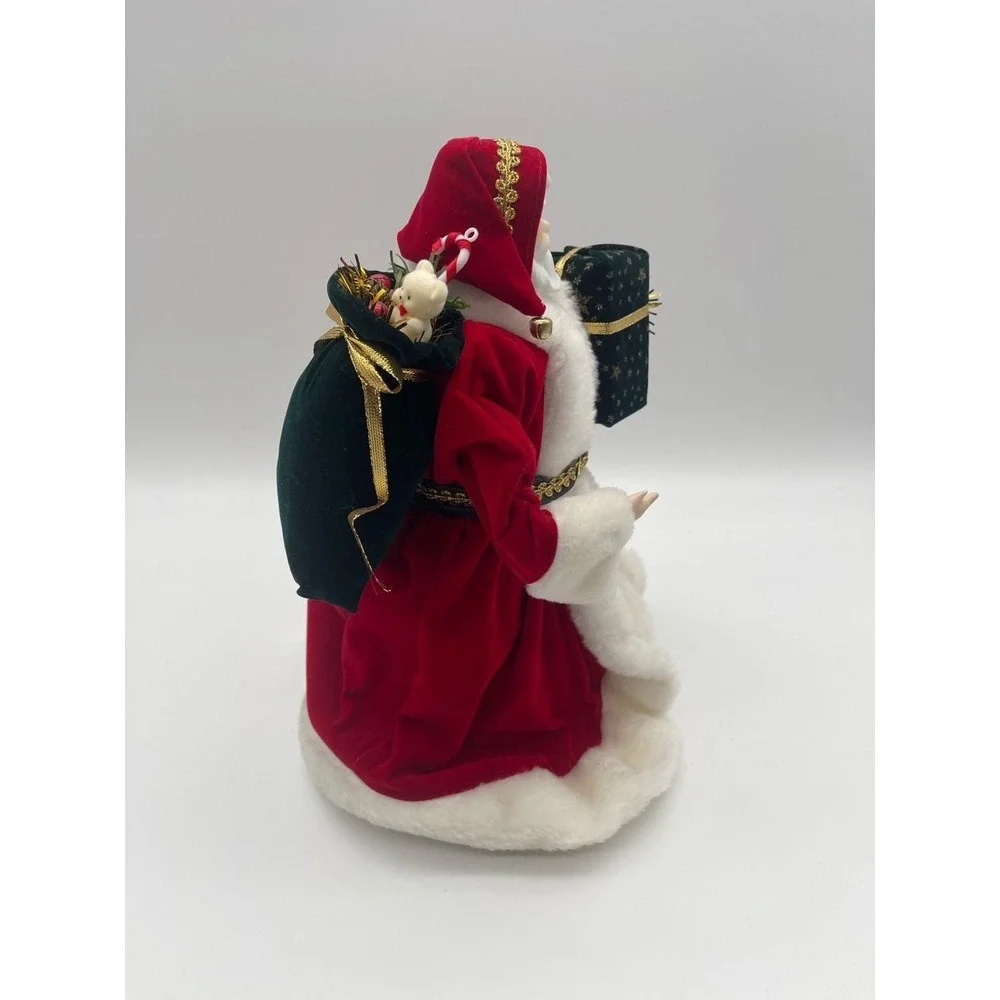 Roman Vintage Santa Claus Porcelain Tree Topper Table Decor Red Velvet 12345